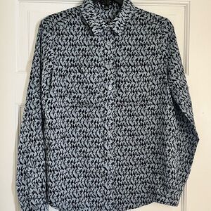 Ann Taylor Black and Blue Button Down Shirt